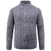 Men's Autumn And Winter Zipper Cardigan Sweater European And American Fashion Stand-up Collar Twisted Knitted Jacket Men_viptrois.com