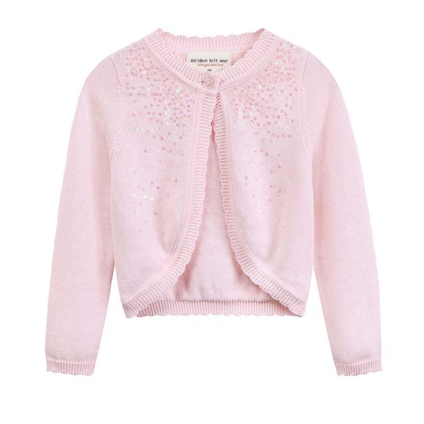 Korean Version Of Sequined Children's One Button Shawl Summer Thin Style Baby Stylish Girl Knitted Cardigan Jacket_viptrois.com
