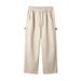 Men's Clothing Textured Twill Stitching Design Workwear Casual Pants Men's Spring New Retro Pure Cotton Button Down Adjustable Trousers_viptrois.com