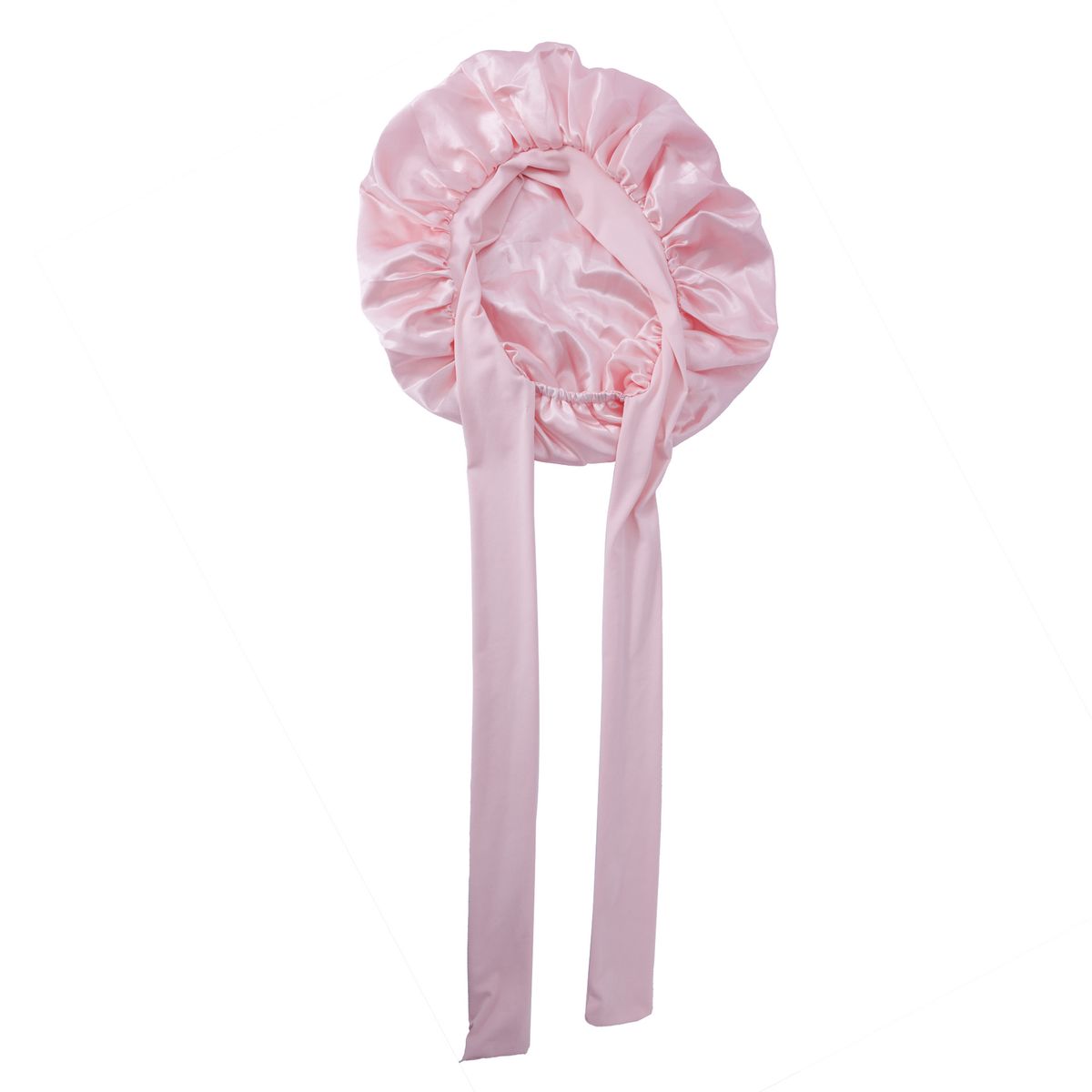 Double Layer Satin Shower Cap - 36cm Wide Brim With Ribbon Trim & Two-Tone Design For Hair Protection_viptrois.com