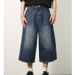 Men's Clothing Niche All Match Retro Distressed Blue Loose Straight Wide Leg Cropped Pants Drape Denim Shorts_viptrois.com