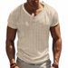 Yama American Style Summer Men's V-Neck Linen Bamboo Loose Breathable Casual Tough Guy Henry Short Sleeve_viptrois.com