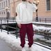 Men's Clothing Casual Knitted Small Plaid Trousers Sweatshirt Suit European And American Foreign Trade Sportswear Two Piece Suit_viptrois.com