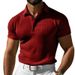 Men's Summer New Style European And American Fashion Classic Comfortable Breathable Waffle Solid Color Top T-shirt Polo Shirt_viptrois.com