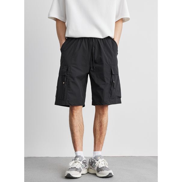 K Workwear Quick Drying Five Quarter Pants Men's Simple Solid Color Thin Casual Pants Breathable Short Pants_viptrois.com
