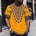 Men's Clothing Fashion Short Sleeved T Shirts Retro Pattern Digital Printing T Shirts Ethnic Style_viptrois.com