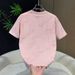 Pink Short Sleeved T-Shirt For Men Summer Round Neck Fashionable Couple Outfit Trendy Brand Versatile Stylish Design Top_viptrois.com