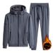 Fleece Thickened Casual Sports Suit Hooded Two-piece Set Fleece Cardigan Hooded Sweater Suit_viptrois.com