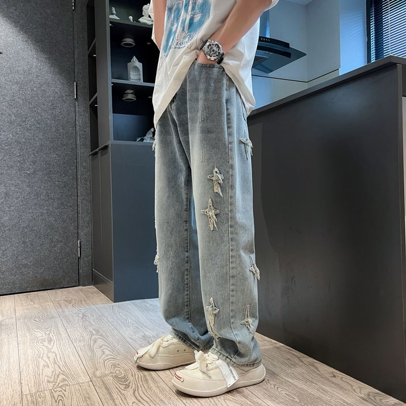 Men's Clothing Spring And Autumn Harajuku Style Bf Loose Straight Trend Student Wide Leg Mopping Long Pants_viptrois.com