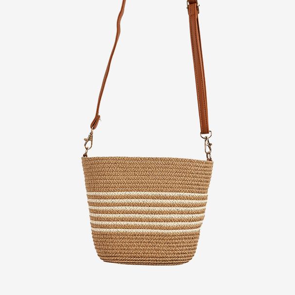 Straw Bag Woven Bag Fashion Crossbody Straw Bag Women's Striped Straw Bag Braided Bag Seaside Holiday Wind Beach Bag_viptrois.com