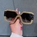One Piece Fashionable Square Sunglasses For Women Thick Leg One Piece Personality Versatile Diamond Studded Sunglasses_viptrois.com