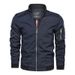 Men's Clothing Men's Slim Fit Lightweight Baseball Jacket With Stand Collar - Casual Outerwear In Solid Colors (Navy, Black, Army Green, Red, Khaki)_viptrois.com