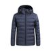 Men's Clothing Lightweight Down Jacket With Graphene, 85% White Duck Down, Windproof & Warm, Slim Fit, Hooded, Solid Colors (Black, Mist Blue)_viptrois.com