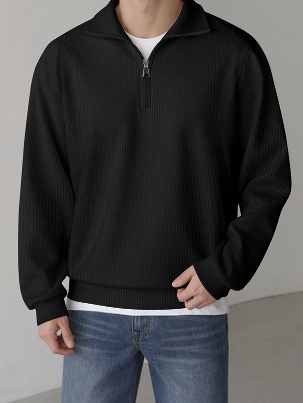 Men's Clothing Loose Zipper Long Sleeved Jacket Corduroy Zip-Up Hoodie - Oversized Casual Jacket For Urban Streetwear (Black, Beige, Gray, Caramel)_viptrois.com