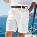Men's Linen Summer Shorts With Side Pockets, Back Button Closure, Breathable Comfort For Beach And Casual Wear_viptrois.com
