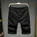 Men's Retro Washed Distressed Denim Shorts Trendy Cool Loose Straight Leg Five Quarter Length_viptrois.com