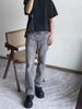Men's Clothing High Street Washed Gray Straight Tube Slightly Flared Cleanfit Pants Trendy_viptrois.com