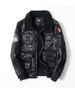 Men's Aviator Style PU Leather Jacket With Embroidered Patches, Fleece-Lined Biker Coat For Winter (Black, Brown, Vintage Brown)_viptrois.com