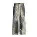 Men's Clothing Python Pattern Dirty Dye Personality Washed Raw Edge Jeans Straight Leg Pants_viptrois.com