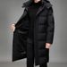 Men's Long Hooded Down Jacket – Korean-Trim Fit With Windproof Tech (M-5XL, Black/Gray)_viptrois.com
