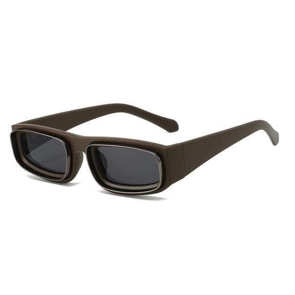 Men's Sunglasses Fashion Small Square Frame Sunglasses Metal Plastic PC Mixed Rectangular Personality Wide Leg Sun Protection Sunglasses For Women_viptrois.com