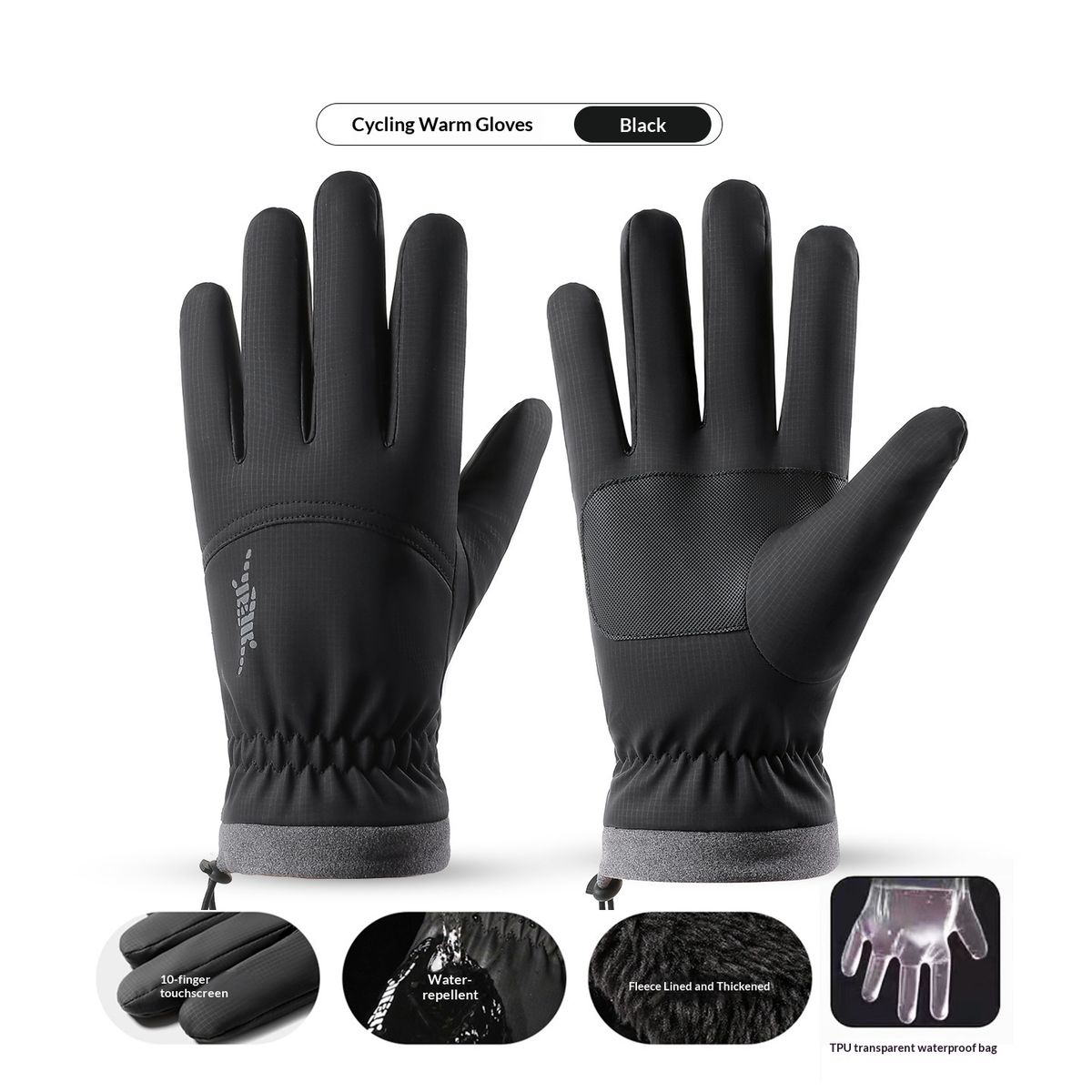 Pulse New Winter Cross-Border Ski TPU Waterproof Bag Fleece-Lined Thickened Cycling Cold-Proof Split-Finger Thermal Gloves_viptrois.com