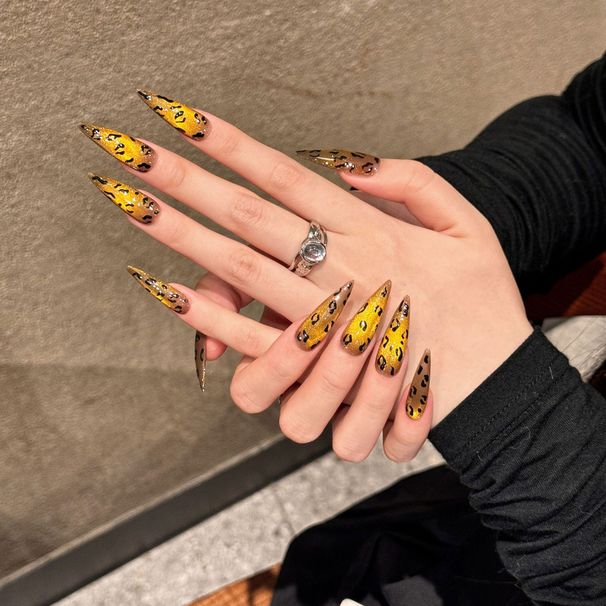 Beauty & Health Cat Eye Personality Leopard Pattern Whitening Pure Handmade Wearable Nail Temperament Style Detachable Short Nail_viptrois.com