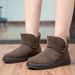 Snow boots winter new round head middle top suede flat with brown low cylinder leisure with pile thickened snow cotton_viptrois.com