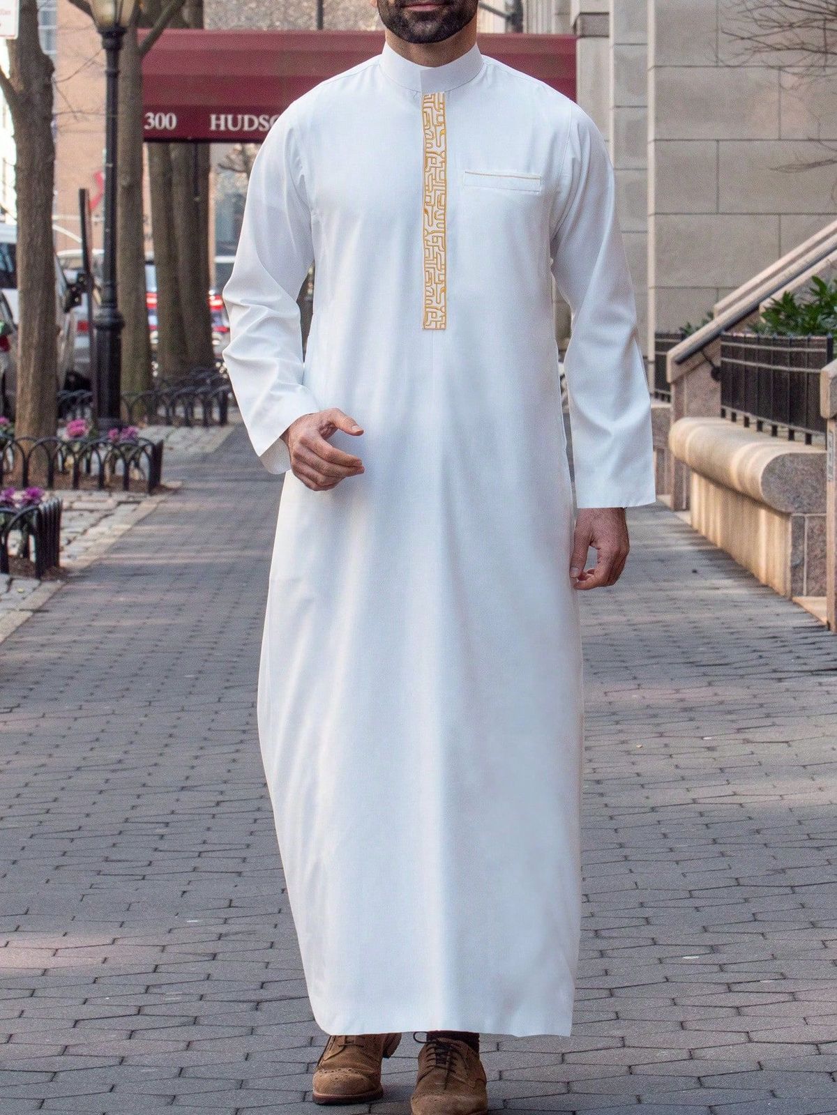 Men's Clothing Robe New Embroidery Casual Men's Muslim Long Sleeve_viptrois.com