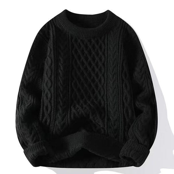Vintage Cable Knit Sweater – Unisex Oversized Pullover (Soft Chunky Yarn, Relaxed Fit, Classic Braided Pattern, Cozy Layering Piece)_viptrois.com