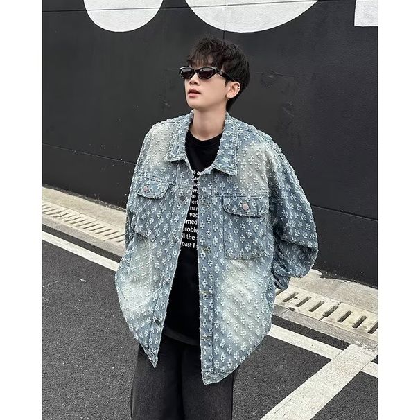 American Fashion Brand Autumn Clothing New Item Niche Design Sense Men's Denim Loose Casual Jacket Top_viptrois.com