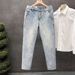 Men's Slim Fit Light Blue Jeans - Trendy Stretch Ankle-Length Casual Pants (Blue/Black, 28-36) Distressed Wash Effect_viptrois.com