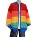 Men's Clothing Sweater Men's Spring And Autumn Trendy Brand Dopamine Striped Jacket Hollow Zipper Cardigan Loose Rainbow Coat_viptrois.com