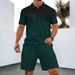 Men's Waffle Knit Short Sleeve Shirt & Shorts Set - Lapel Collar With Pocket, Summer Casual Matching Outfit_viptrois.com
