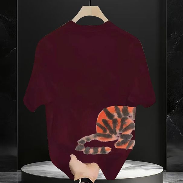 Fashion Trend Ins Personality Creative High Quality Loose Short Sleeve Large Size Men's T-Shirt 2025 Summer Top_viptrois.com