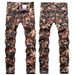 Men's Street Print Fashion Personalized Flower Pants Alternative Trend Versatile Small Foot Mid-waist Jeans for Men_viptrois.com