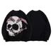 Unisex Gothic Skull Jacquard Sweater Loose Fit Round Neck Long Sleeve Pullover For Men & Women Fashion Trends_viptrois.com
