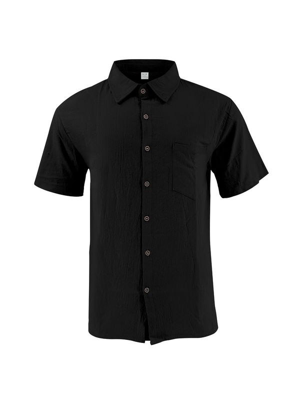 Men's Clothing Men's Linen Short Sleeved Shirt Casual Breathable Button Shirt Holiday Beach Summer Top With Pockets_viptrois.com