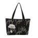 Stylish Striped Embroidered Tote Bag For Women - Lightweight Canvas Shoulder Bag With Detachable Charm, Spacious Design For Work, College & Daily Use_viptrois.com