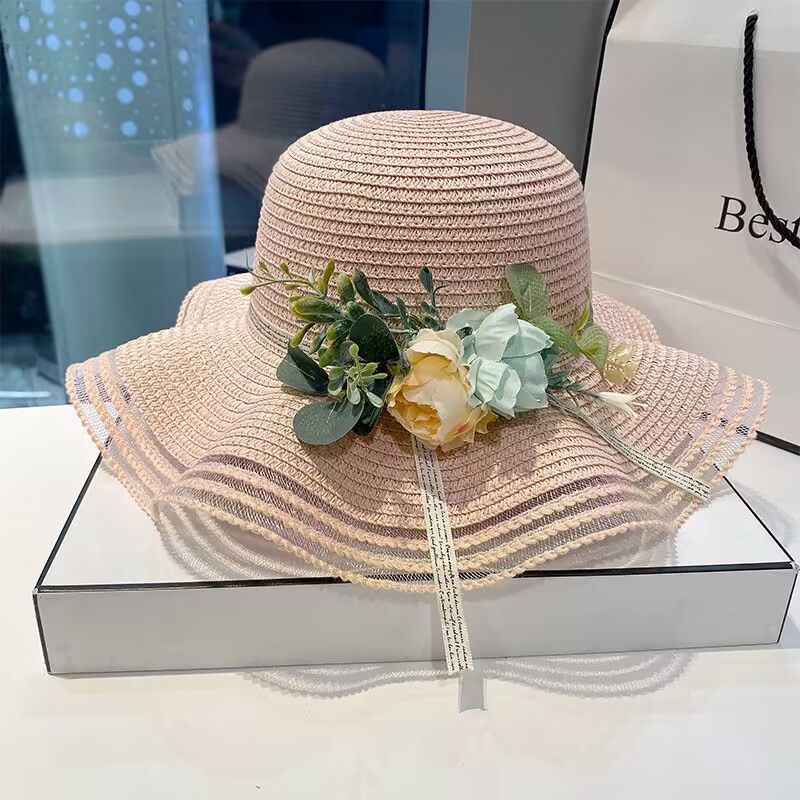 Women's Spring/Summer New Style Large Brimmed Grass Summer Beach Versatile Outdoor Luxury Sunscreen Hat Men_viptrois.com
