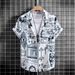 CT Fashion Short Sleeve With Graffiti Print Digital Printing Polyester Men's Shirt Summer 2025 New Model_viptrois.com