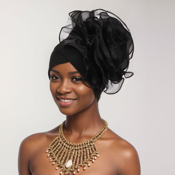 New Fashion Side Big Flower African Ethnic Characteristics Baotou Hat Turban Hat_viptrois.com