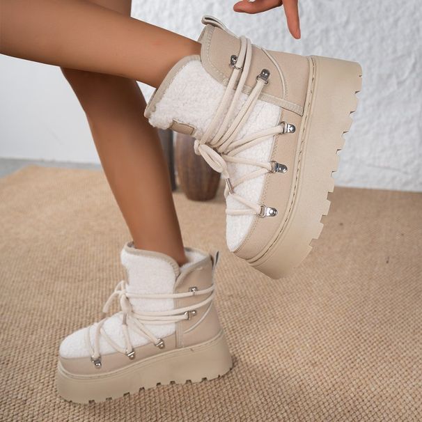 Women's Shoes Large Size Snow Boots Women's 2025 Winter New Thick Sole Warm Plus Velvet Thickened Comfortable Warm Cotton Shoes Women_viptrois.com