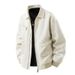 Men's Aviator Bomber Jacket – Oversized Fit Lightweight Windbreaker (L-9XL, Cleanfit Style, Breathable Polyester, Beige/Black)_viptrois.com