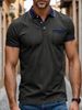 Men's Clothing Short Sleeved Elastic Denim Polo Shirt Men's Lapel T Shirt Slim Fit Top_viptrois.com