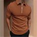 Summer Men's Solid Color Polo Shirt Short Sleeve Turn-Down Collar Zipper Tshirts &for Men Casual Streetwear New Male Tops_viptrois.com