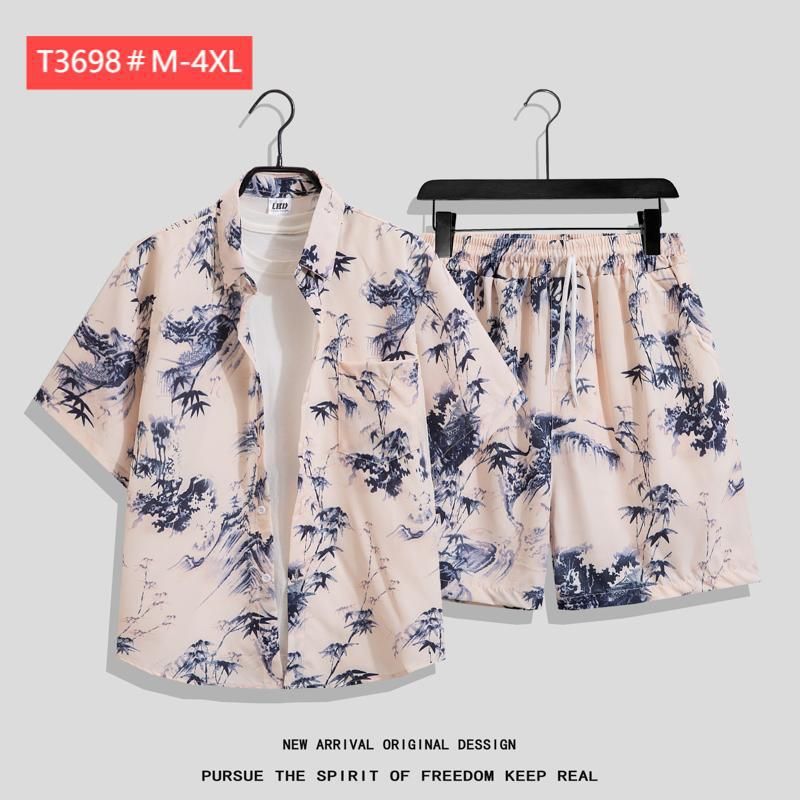 Men's Clothing Shirt Beach Suit Summer Thin Travel Men And Women Couple Large Size Loose Casual Shorts_viptrois.com