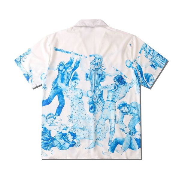 Loom European American Trendy Brand Street Men And Women Short Sleeve Floral Turn-down Collar Loose GD Male God Same Style_viptrois.com