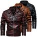 Men's leather jacket pu leather jacket European and American motorcycle clothing fleece leather jacket men_viptrois.com