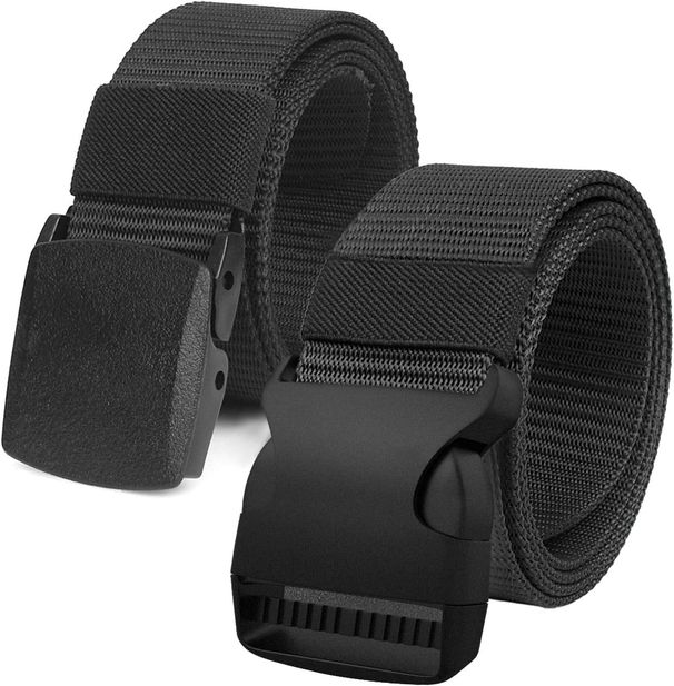 Pack Of 2 Unisex Nylon Canvas Belts For Men And Women, Infinitely Adjustable Fabric Belt, Length 130 Width Approx. 3.8_viptrois.com